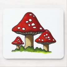 Red Toadtstools, Mushroom: Freehand Art Mousepads