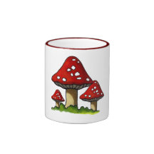 Red Toadtstools, Mushroom: Freehand Art Mugs
