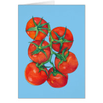 Red Tomatoes blue Note Card cards