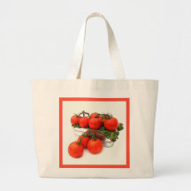 red tomatoes veggie shopping tote canvas bags