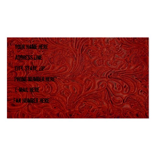 Red Tooled Leather Look Business Card (back side)