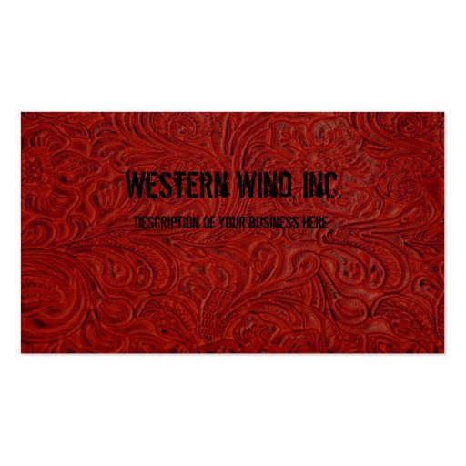 Red Tooled Leather Look Business Card (front side)