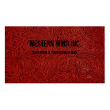 Red Tooled Leather Look Business Card