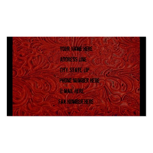 Red Tooled Leather Look Business Card (back side)