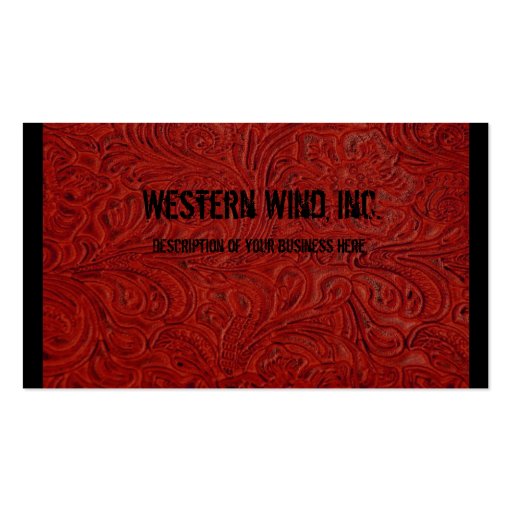 Red Tooled Leather Look Business Card