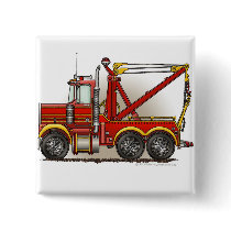 Red Tow Truck Wrecker Pins buttons