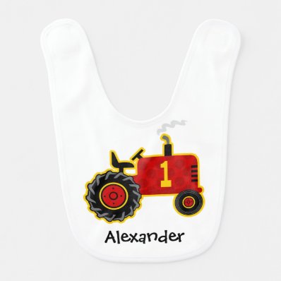 Red Tractor 1st Birthday Bibs