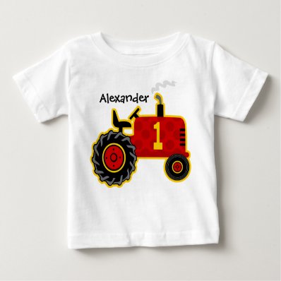 Red Tractor 1st Birthday Personalized Tshirts