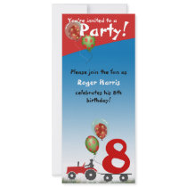 Red Tractor Birthday Invitation