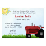 Red Tractor Birthday Party Invitation