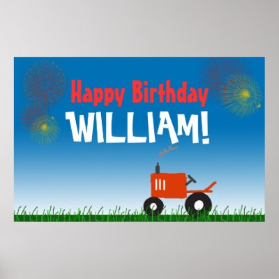 Red Tractor Birthday Party Poster