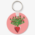 Red Tractor Bouquet Keychain keychain