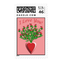 Red Tractor Bouquet with Heart Vase  Postage