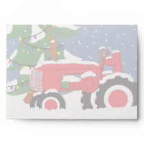 Red Tractor Christmas 5 x 7  Invitation Envelope