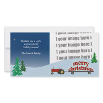 Red Tractor Christmas Photo Card