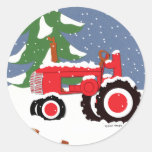 Red Tractor Envelope Seal Winter Sticker