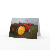 Red Tractor in the Morning Greeting Card by jplamer Red Tractor in the Morning Greeting Card