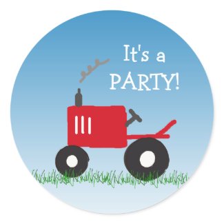 Red Tractor Invitation Envelope Seal sticker