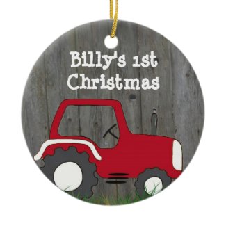 Red Tractor Ornament: Add Photo & Year ornament