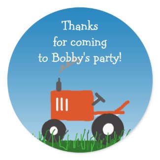 Tractor Party Favor Bag Sticker sticker