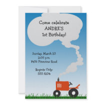 Red Tractor Party Invitation