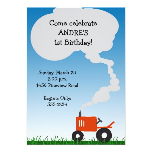Red Tractor Party Invitation