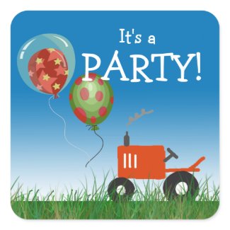 Red Tractor Party Sticker sticker