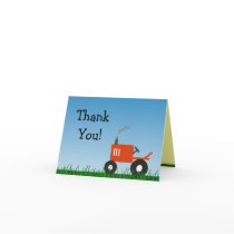 Red Tractor Party Thank You Note Greeting Card