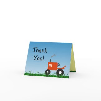 Red Tractor Party Thank You Note card