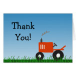 Red Tractor Party Thank You Note Greeting Card