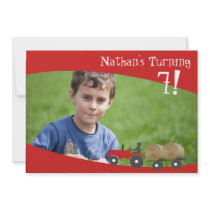 Red Tractor Photo Invitation