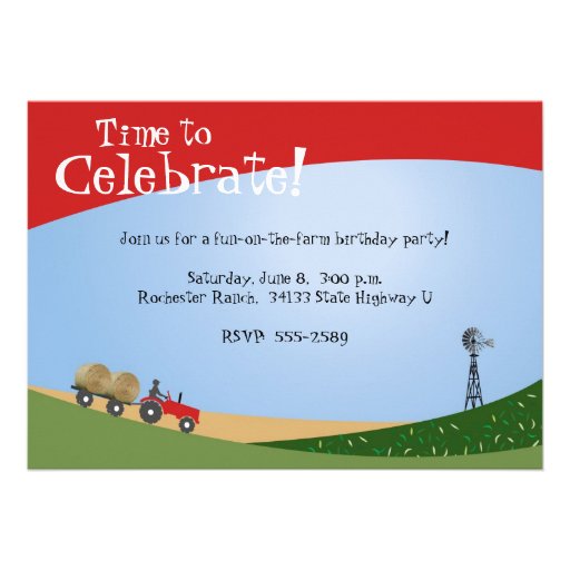 Red Tractor Photo Invitation
