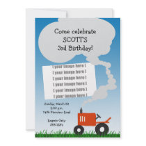 Red Tractor Photo Party Invitation