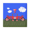 Red Tractor Valentine's Day magnets by KirstenEdwards Red Tractor Valentine's Day magnets