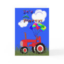 Red Tractor with Balloons Party Invitation Card by KirstenEdwards Red Tractor with Balloons Party Invitation Card