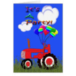 Red Tractor with Balloons Party Invitation Card