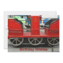Red Train Carriage Birthday Wishes Card Custom Invite