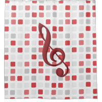 Red Treble Clef on Red Gray Mosaic