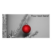 Red tree ornament customized photo card