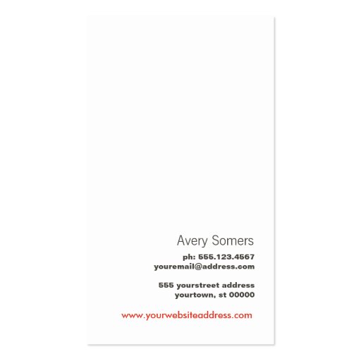 Red Tree Simple White Business Card (back side)