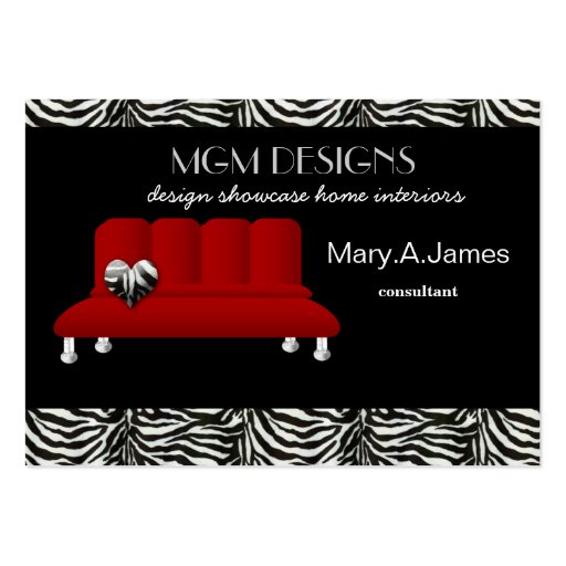 red trendy interior decorator Business Cards (front side)