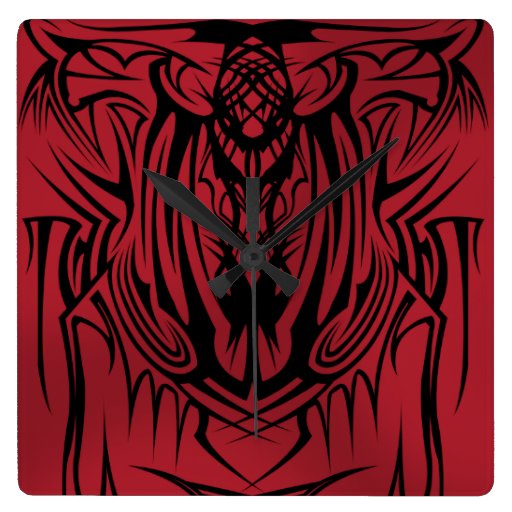 Red Tribal Clock