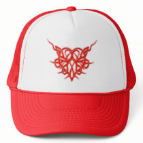 RED TRIBAL DESIGN HEART hats by dgpaulart RED TRIBAL DESIGN HEART hats