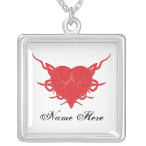 Red Tribal Heart Necklace necklaces