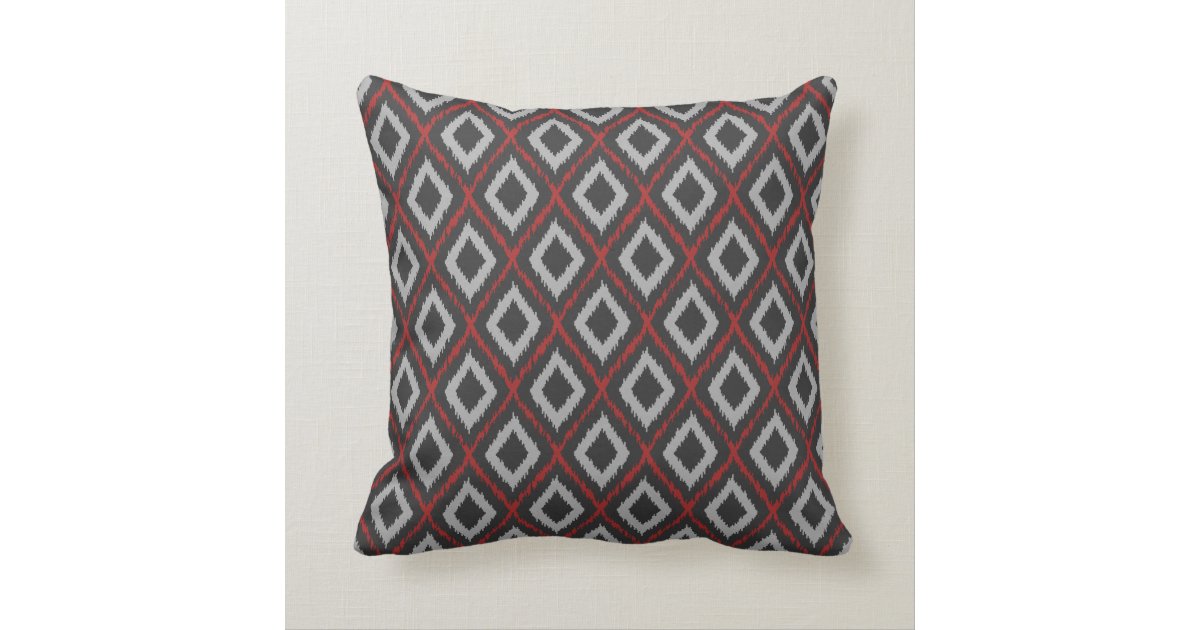 Red Tribal Ikat Throw Pillow Zazzle