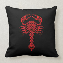 Red Tribal Scorpion Throw Pillows
