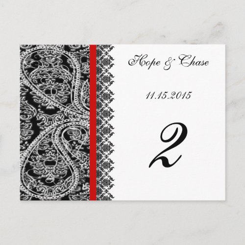 Red and Black Wedding Table Cards Click on any wedding table card to 