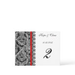 Red Trim Black Damask Table Number Cards Postcards