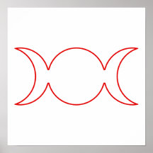 Red Triple Goddess Outline Poster