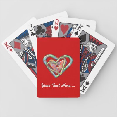 Red Triple Personalized Heart Bicycle Card Decks